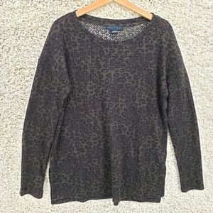 Sanctuary women US Small black brown top leopard lightweight stretch sweater top